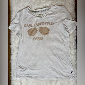 Karl Lagerfeld Cream Logo Tee Size S